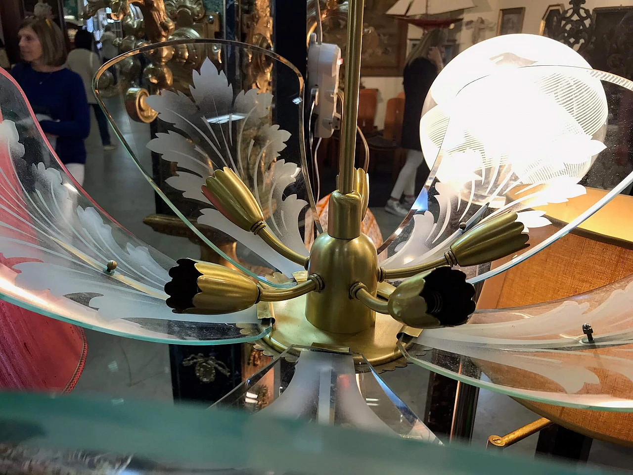 Lampadario in ottone, anni 40 1074647