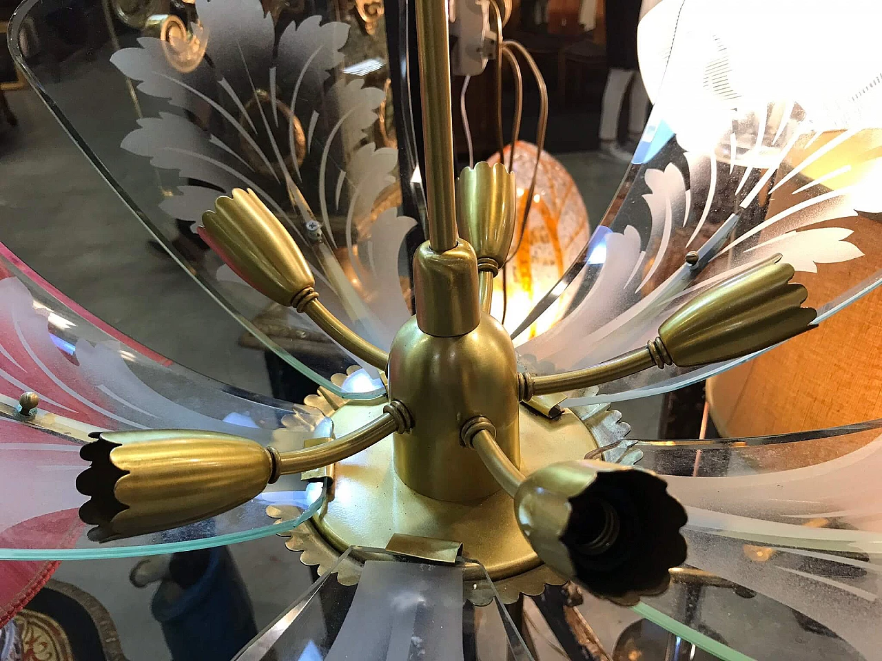 Lampadario in ottone, anni 40 1074649