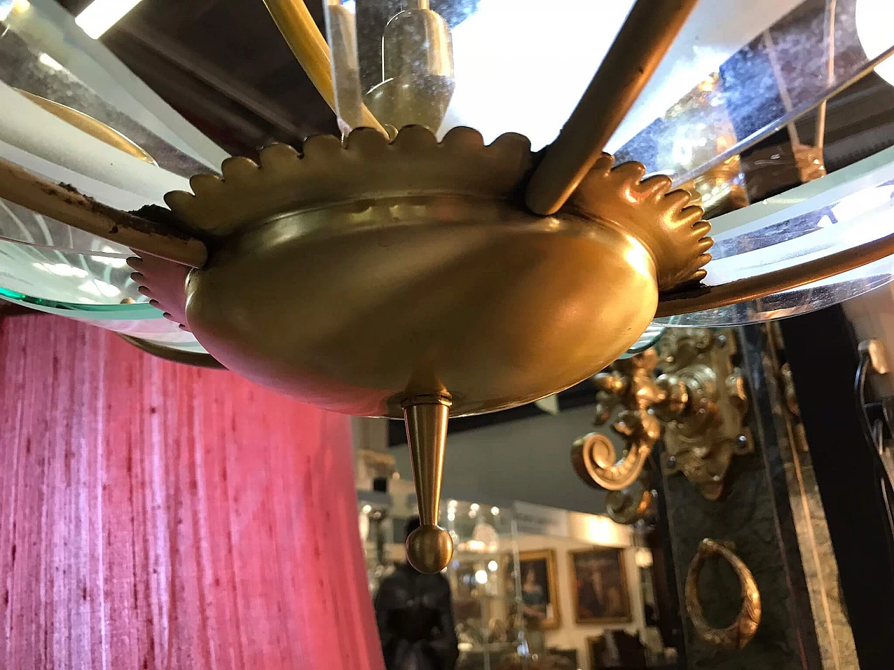 Lampadario in ottone, anni 40 1074650