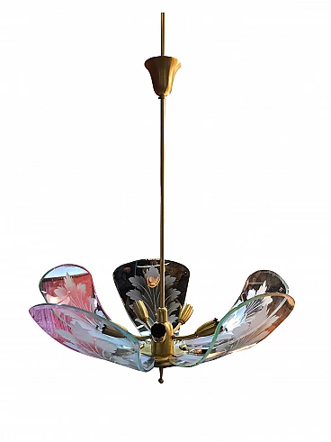 Brass chandelier, 40's