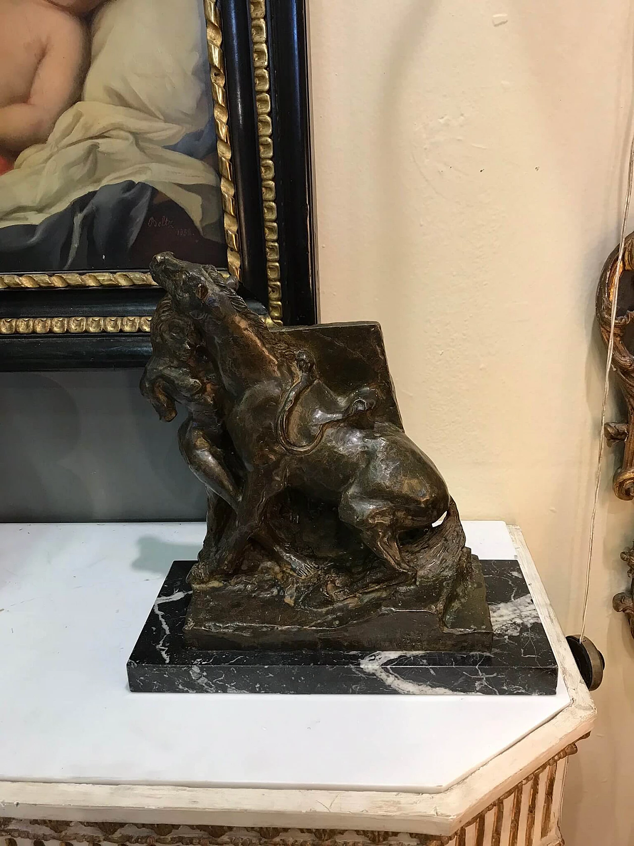 Scultura di donna e cavallo in bronzo firmata Leoncillo, anni ‘30 1074656