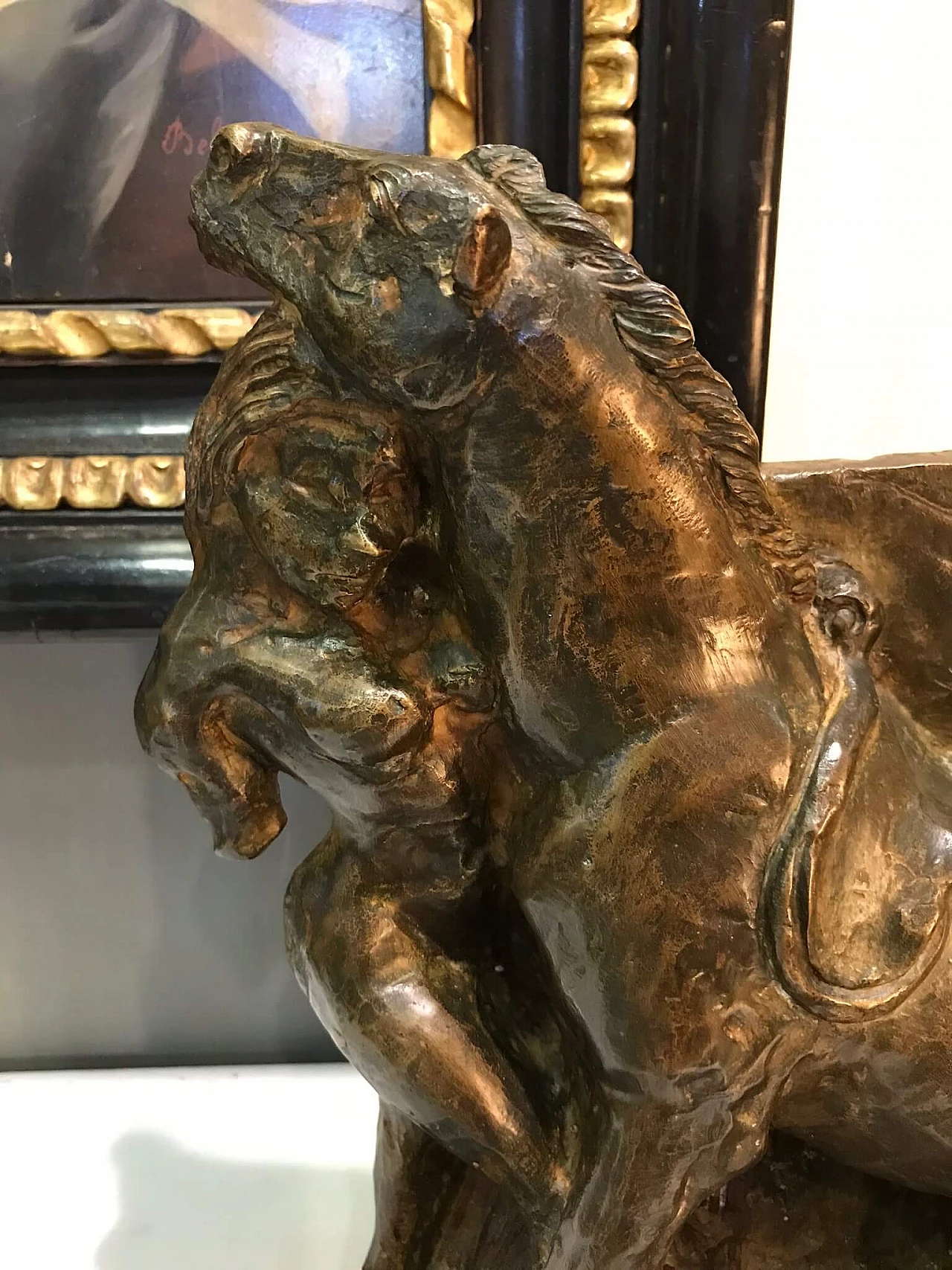 Scultura di donna e cavallo in bronzo firmata Leoncillo, anni ‘30 1074657