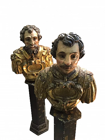 Pair of wooden busts, San Cosimo and Damiano, Sicily