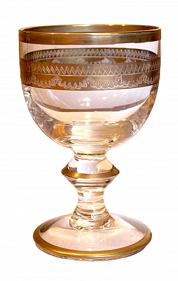 Antichi vetri soffiati del periodo napoleonico con decoro d'oro, set da 12