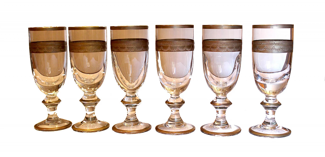 Antichi vetri soffiati del periodo napoleonico con decoro d'oro, set da 12 1074732