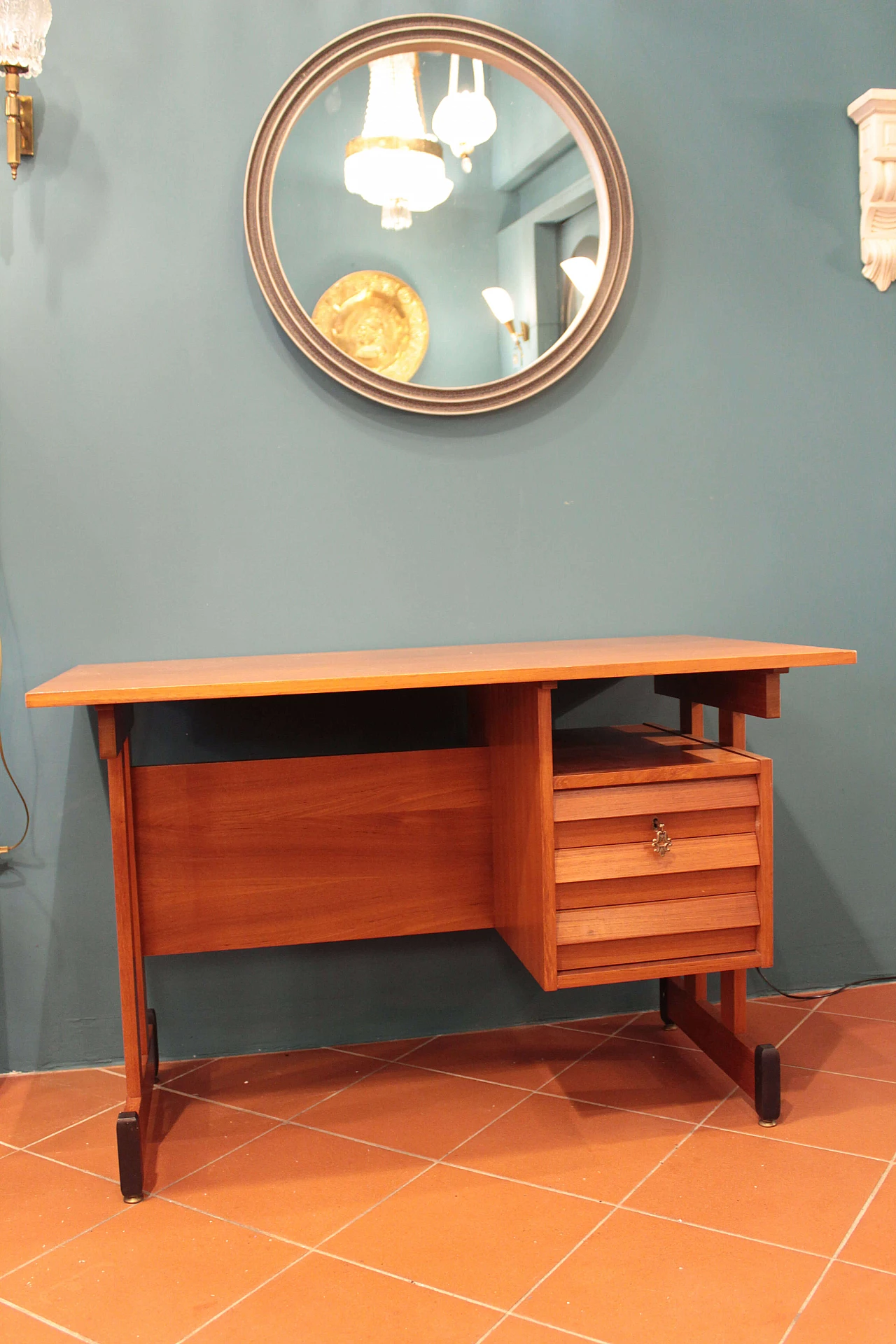 Wooden desk, with 3 drawers, 50s 1074798