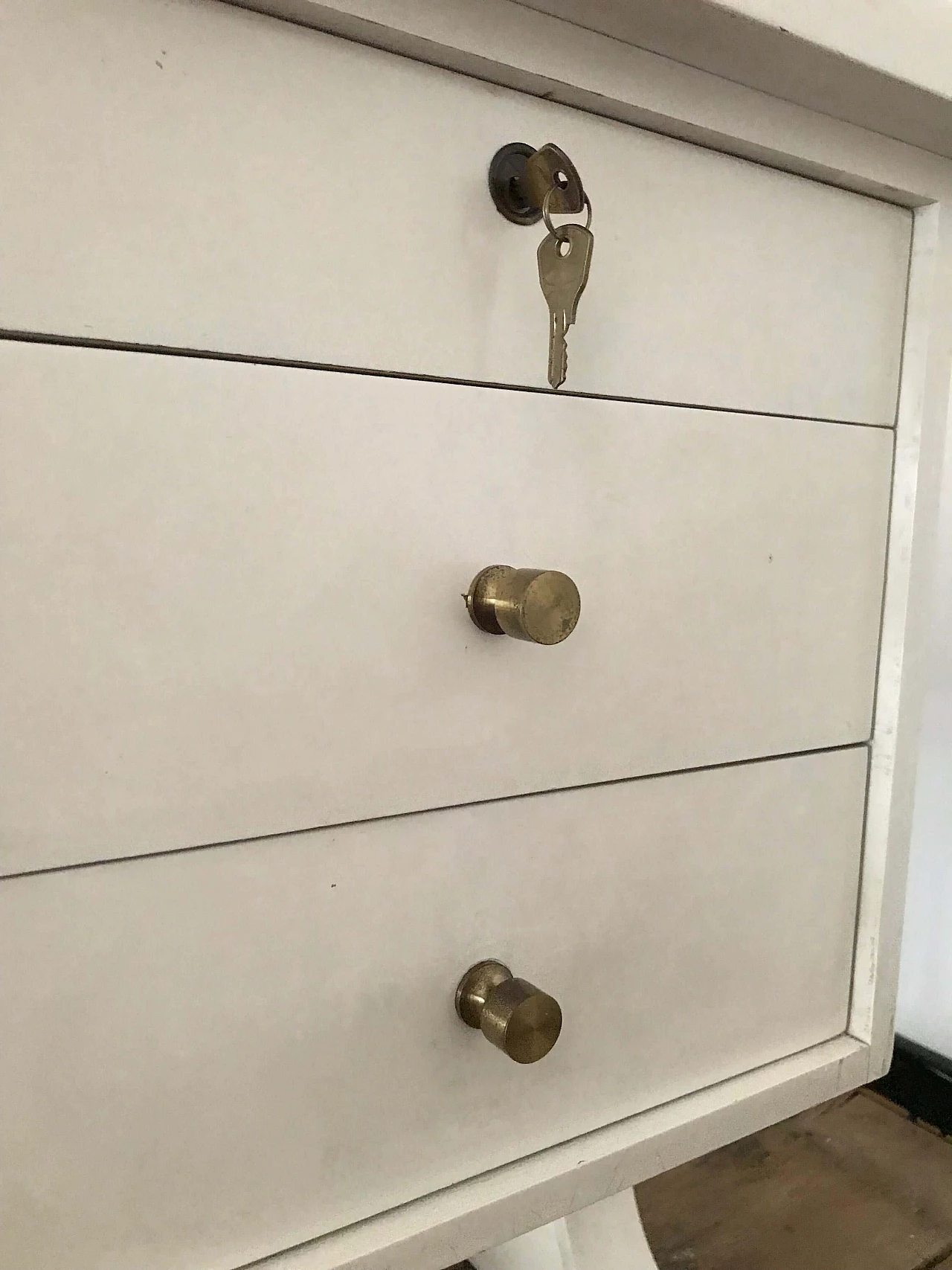 White center desk, with drawers and key, Gianfranco Frattini, '60s 1074855