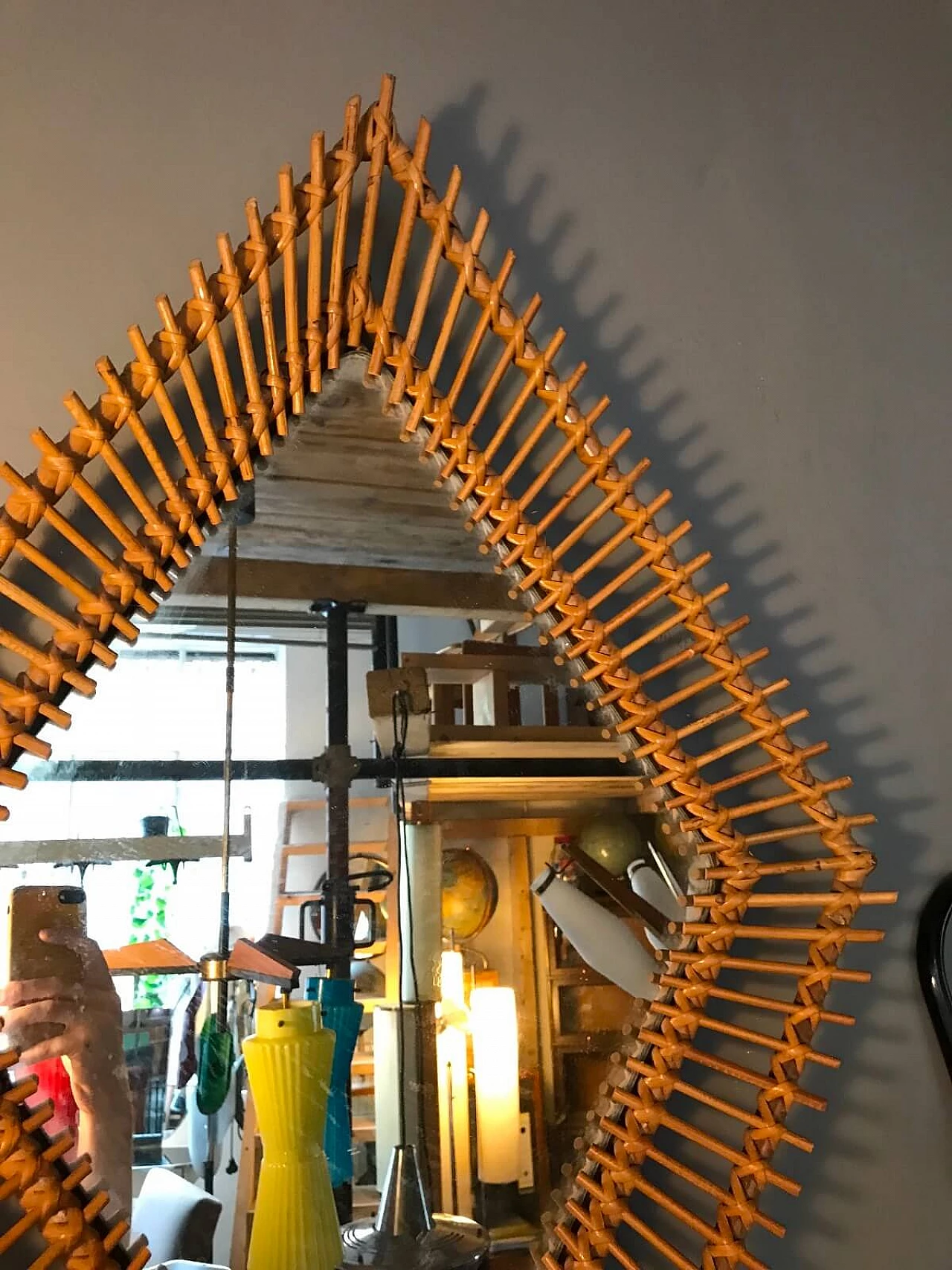 Specchio a forma di rombo in vimini  1042211