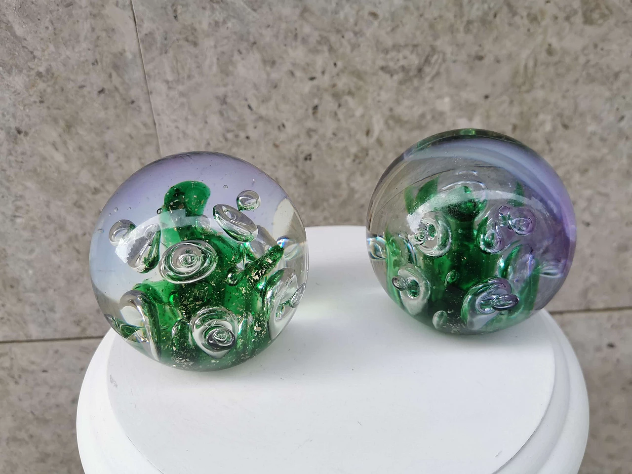 Pair of paperweights in Murano glass, '70s 1074963