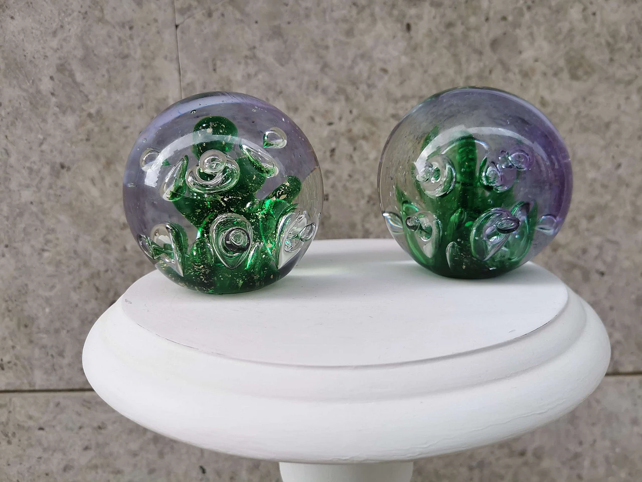 Pair of paperweights in Murano glass, '70s 1074965
