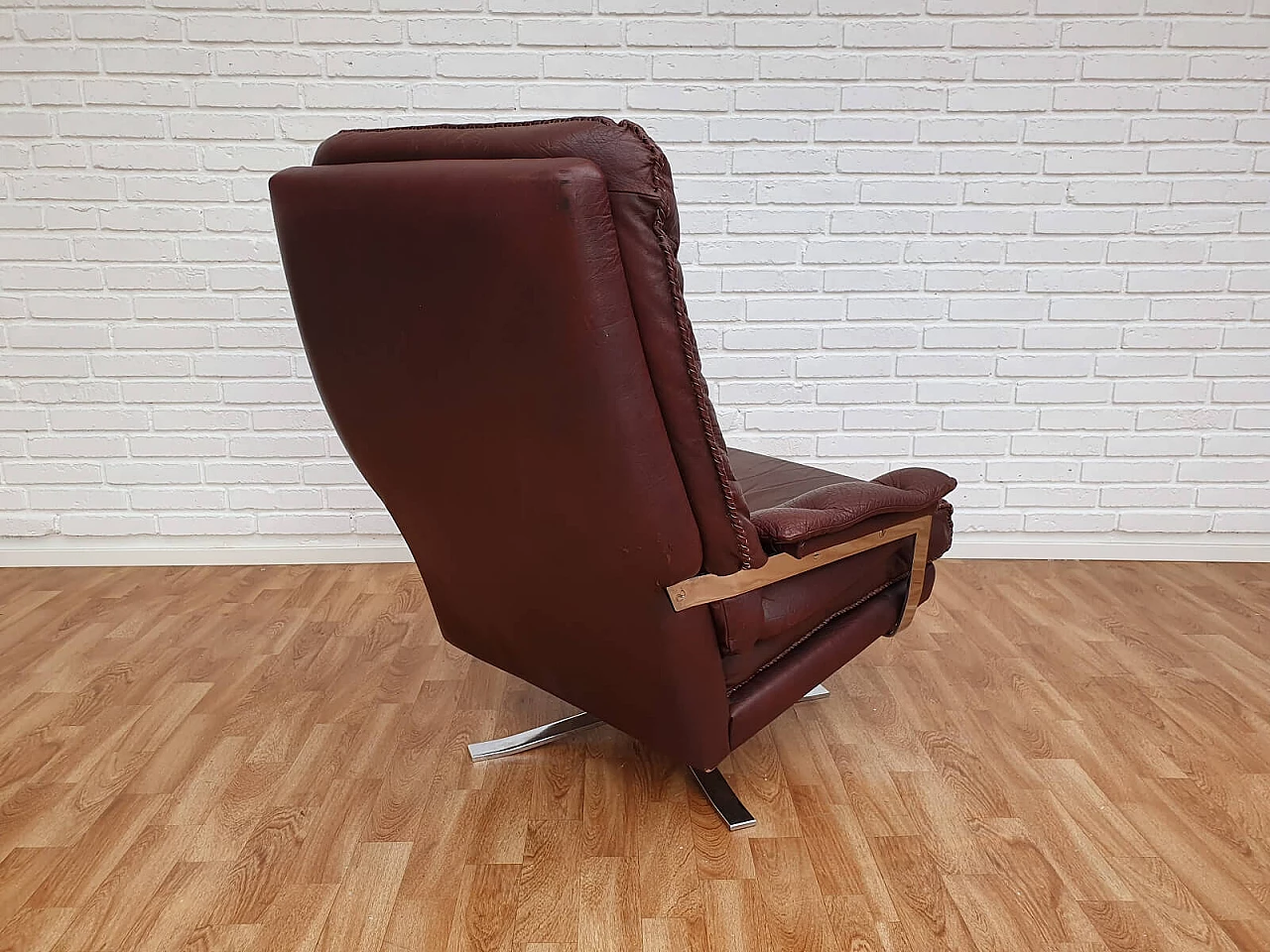 Swedish loungechair by Arne Norell, leather and chrome steel,  70s 1075049