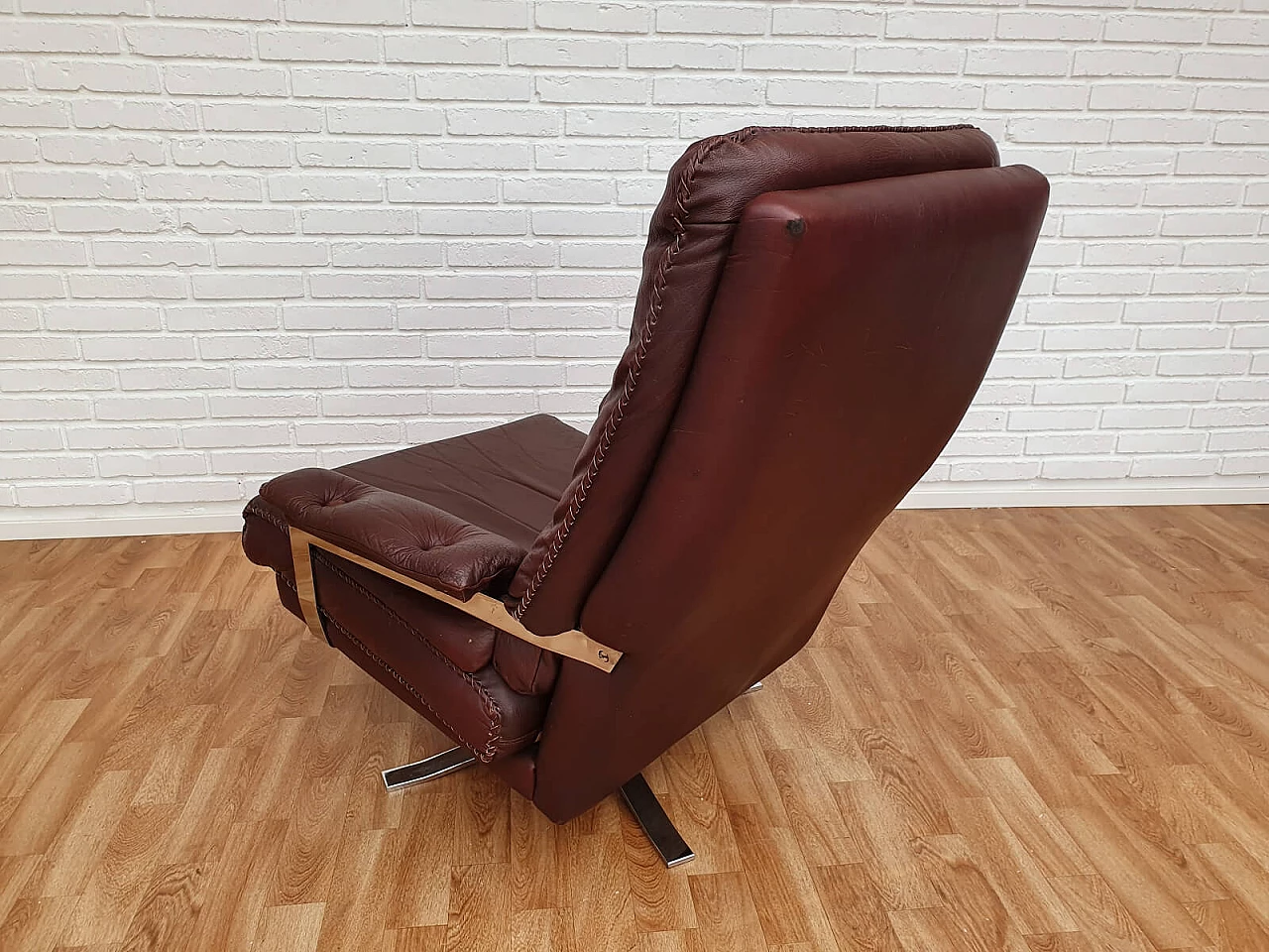Swedish loungechair by Arne Norell, leather and chrome steel,  70s 1075052