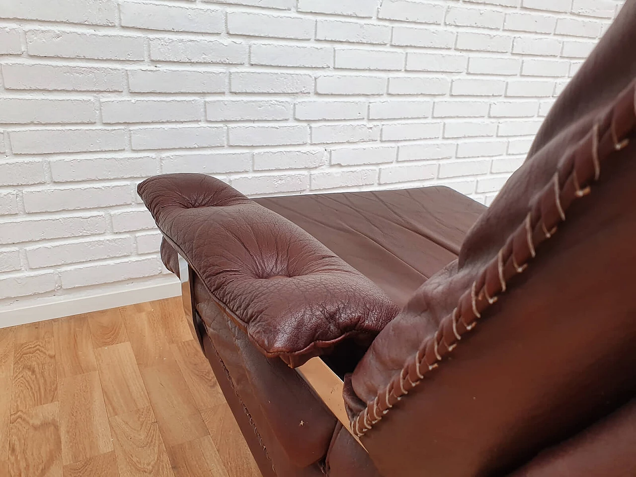 Swedish loungechair by Arne Norell, leather and chrome steel,  70s 1075054