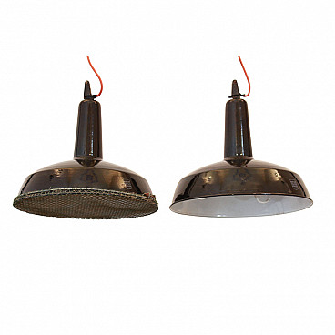 Pair of industrial lamps Philuma n.45, by Philips, 1940s