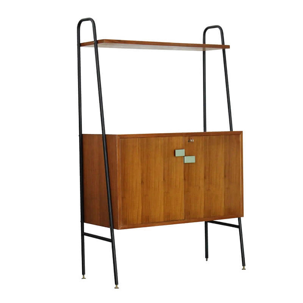 Credenza libraria con struttura in metallo e legno, anni '60 1075070