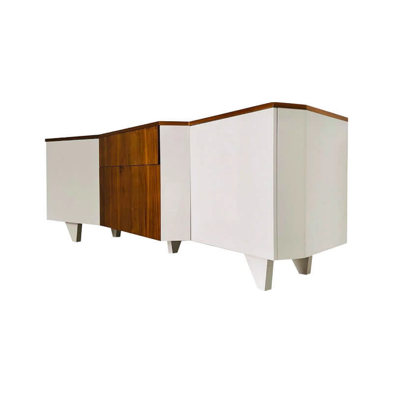 Credenza laccata bianca e legno 1075254