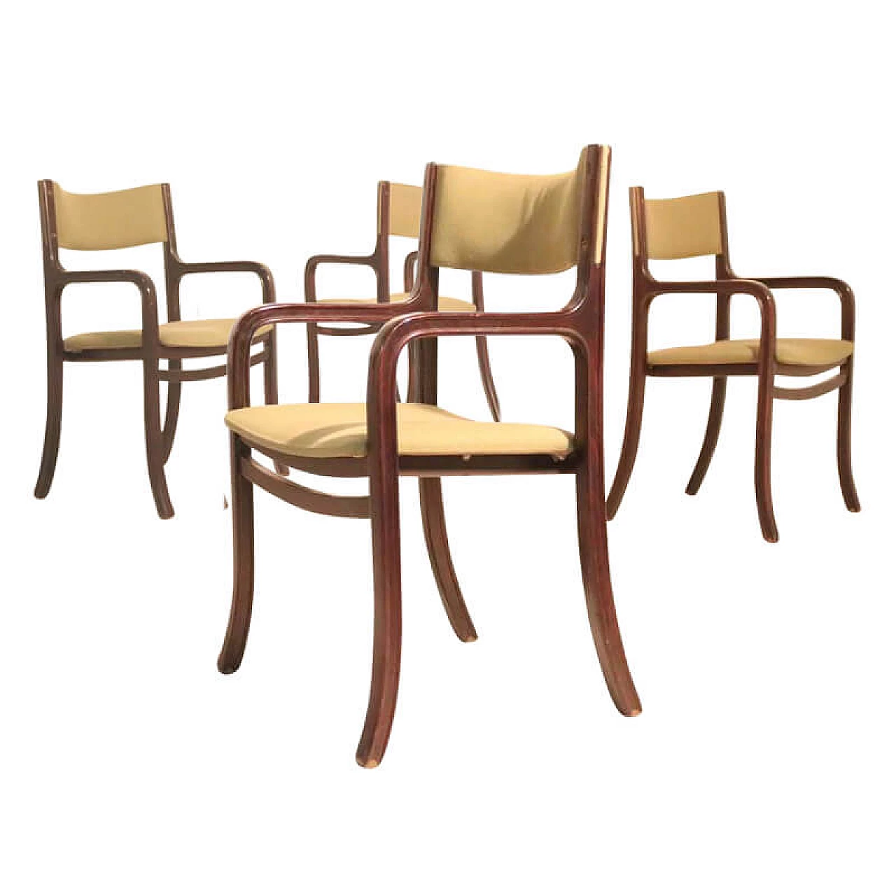 4 wooden armchairs, 1950s 1075283