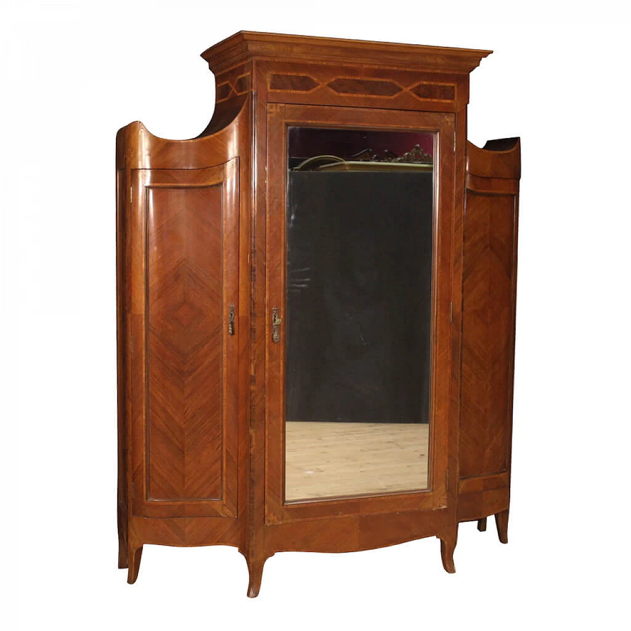 Italian wardrobe with 3 doors in Louis XV style inlaid wood 1075339