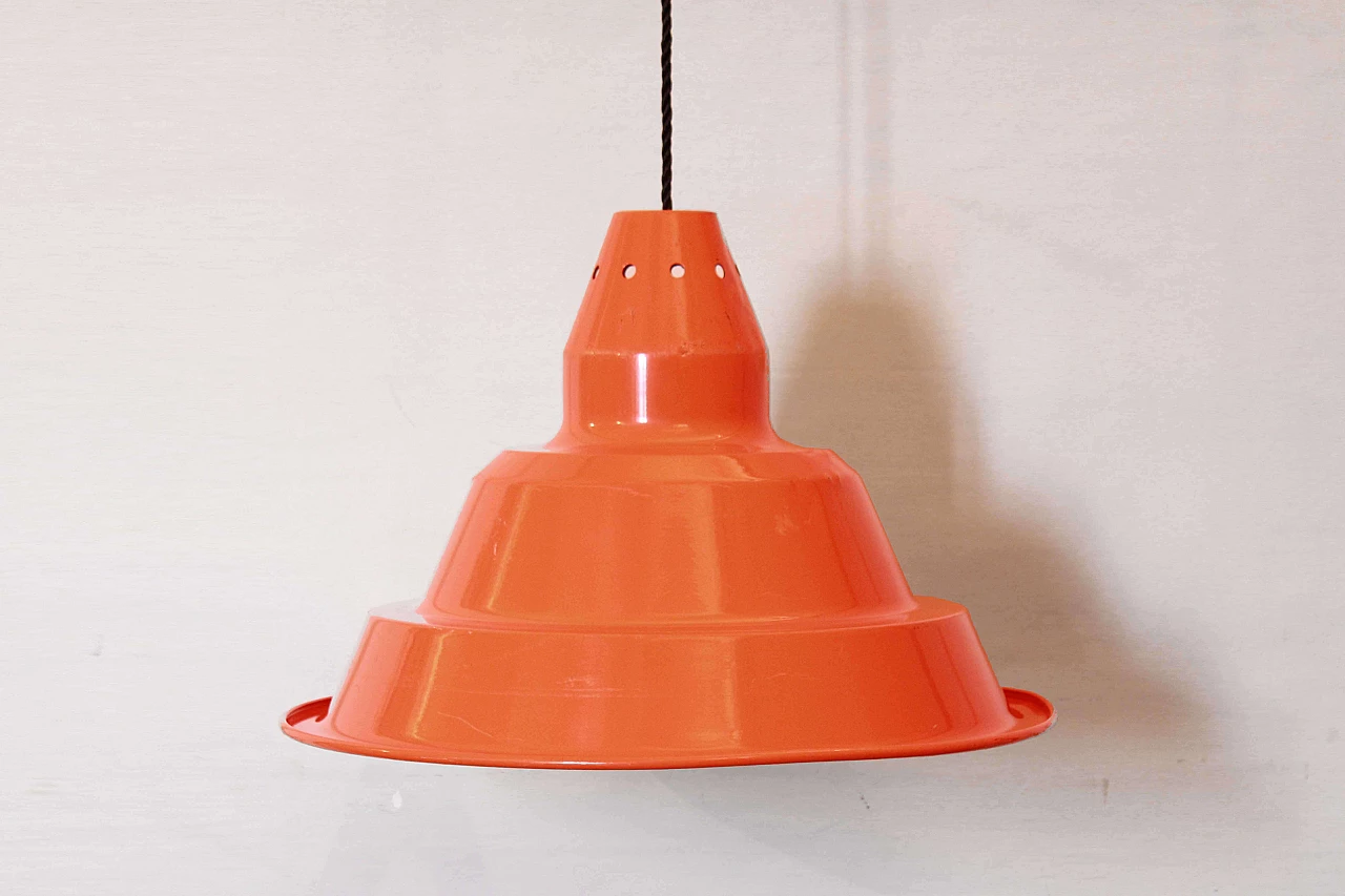 Orange industrial ceiling lamp, 70's 1075478