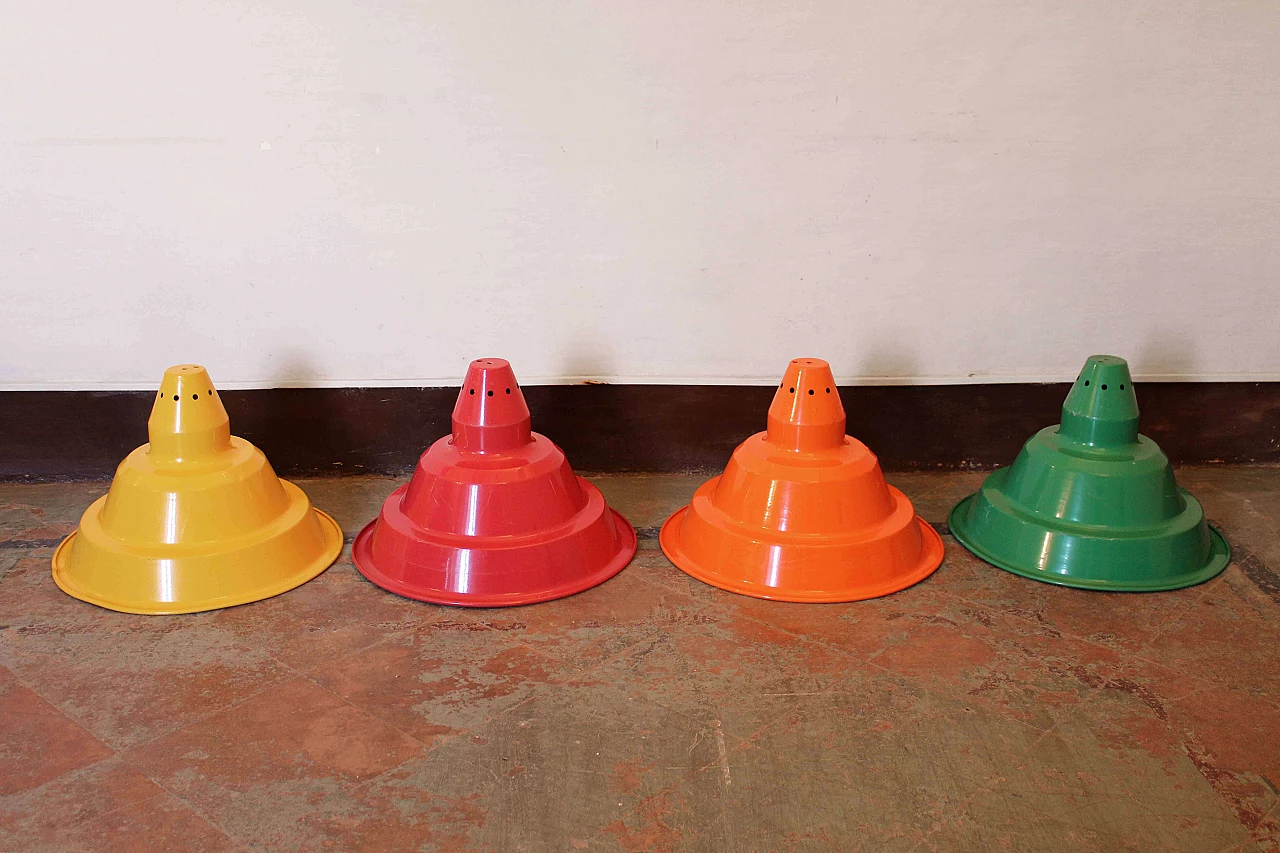 Orange industrial ceiling lamp, 70's 1075484