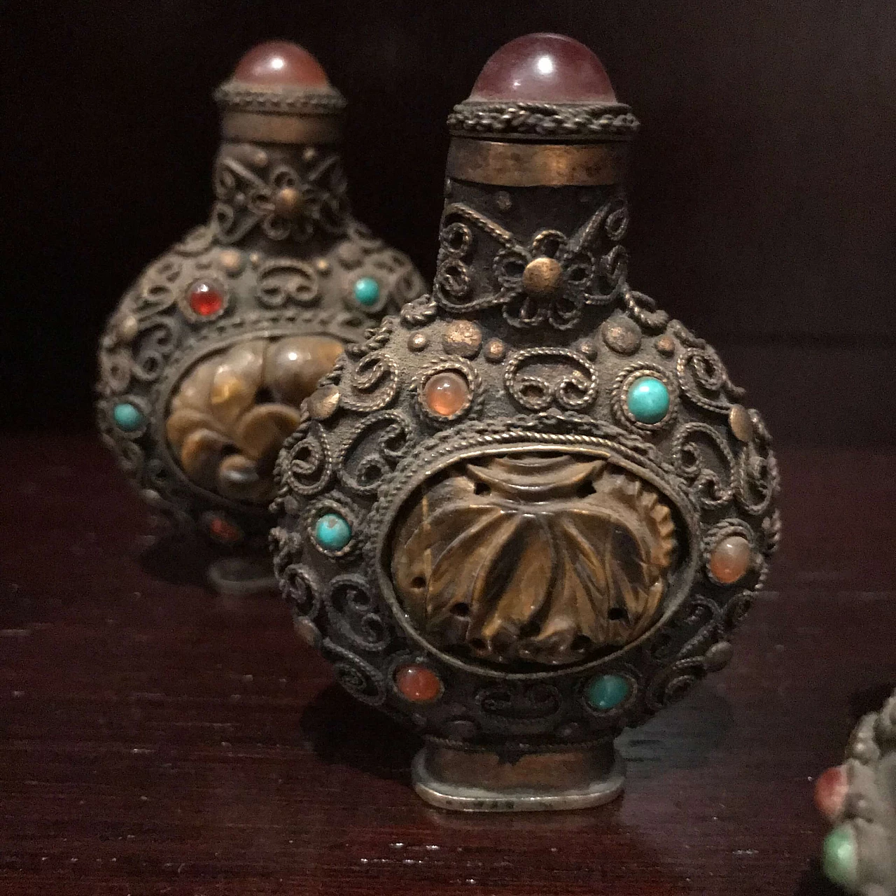 Snuff turchi con pietre dure e decorazioni, metà '800 1075540