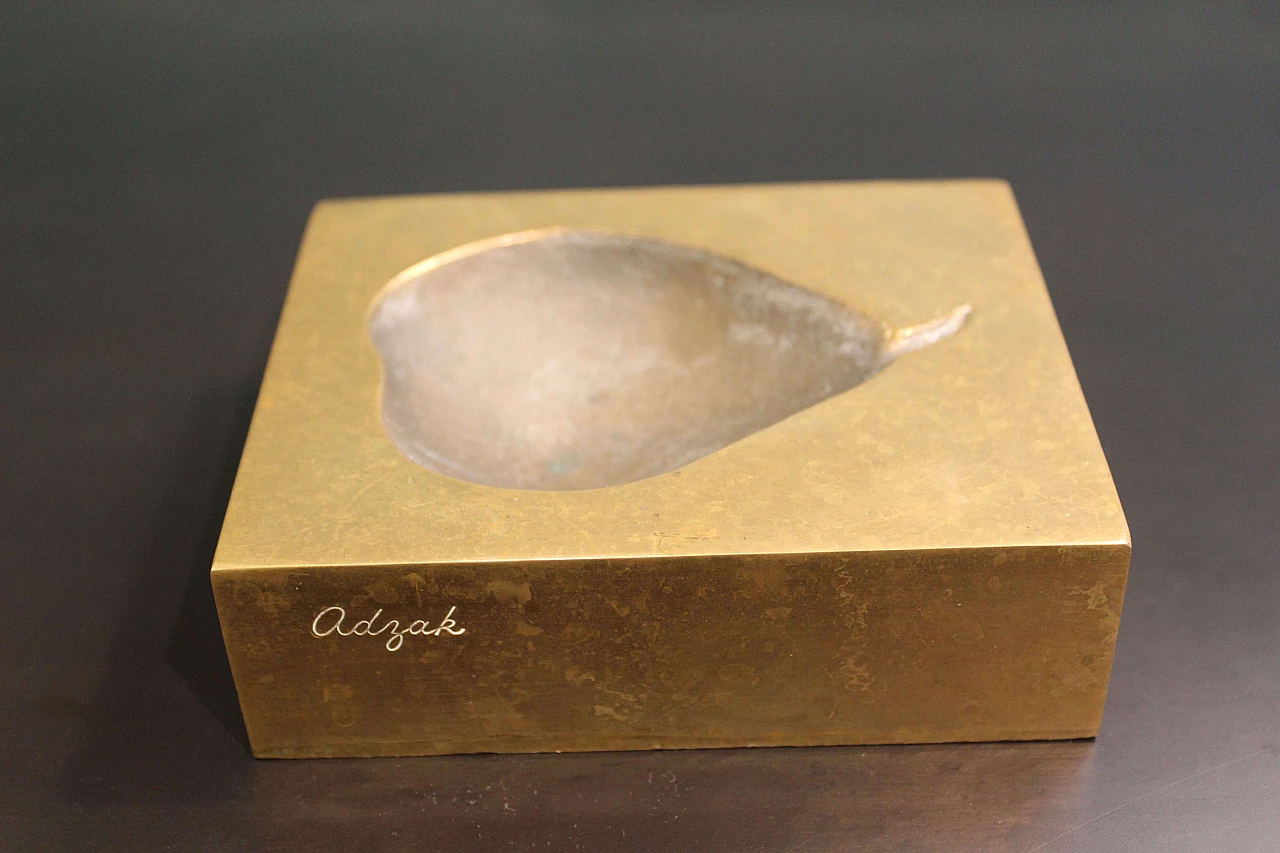 Pear-shaped ashtray in bronze signed Roy Adzak, 70s 1075578