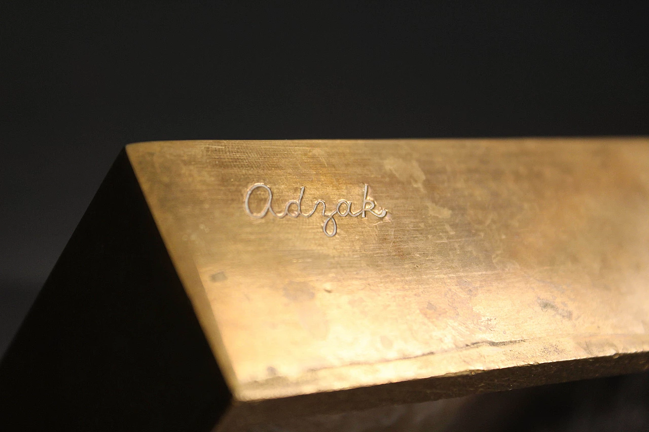 Pear-shaped ashtray in bronze signed Roy Adzak, 70s 1075584