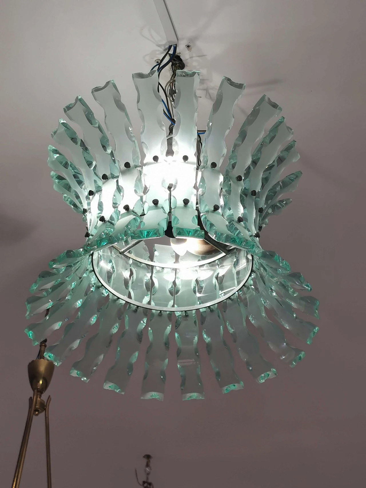 Chiseled Glass Chandelier by Zeroquattro for Fontana Arte, 1960s 1075594