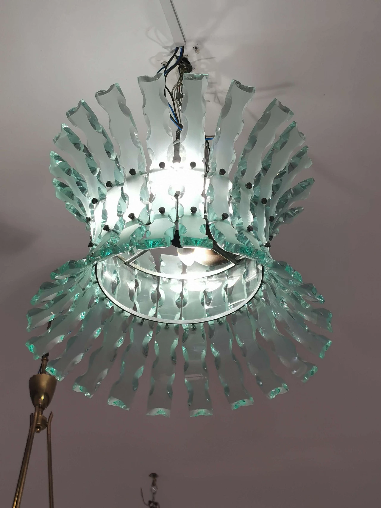 Chiseled Glass Chandelier by Zeroquattro for Fontana Arte, 1960s 1075595