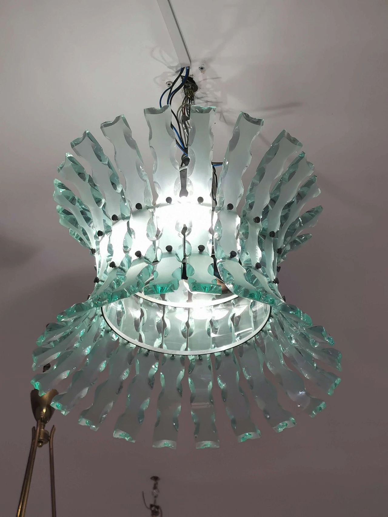 Chiseled Glass Chandelier by Zeroquattro for Fontana Arte, 1960s 1075596