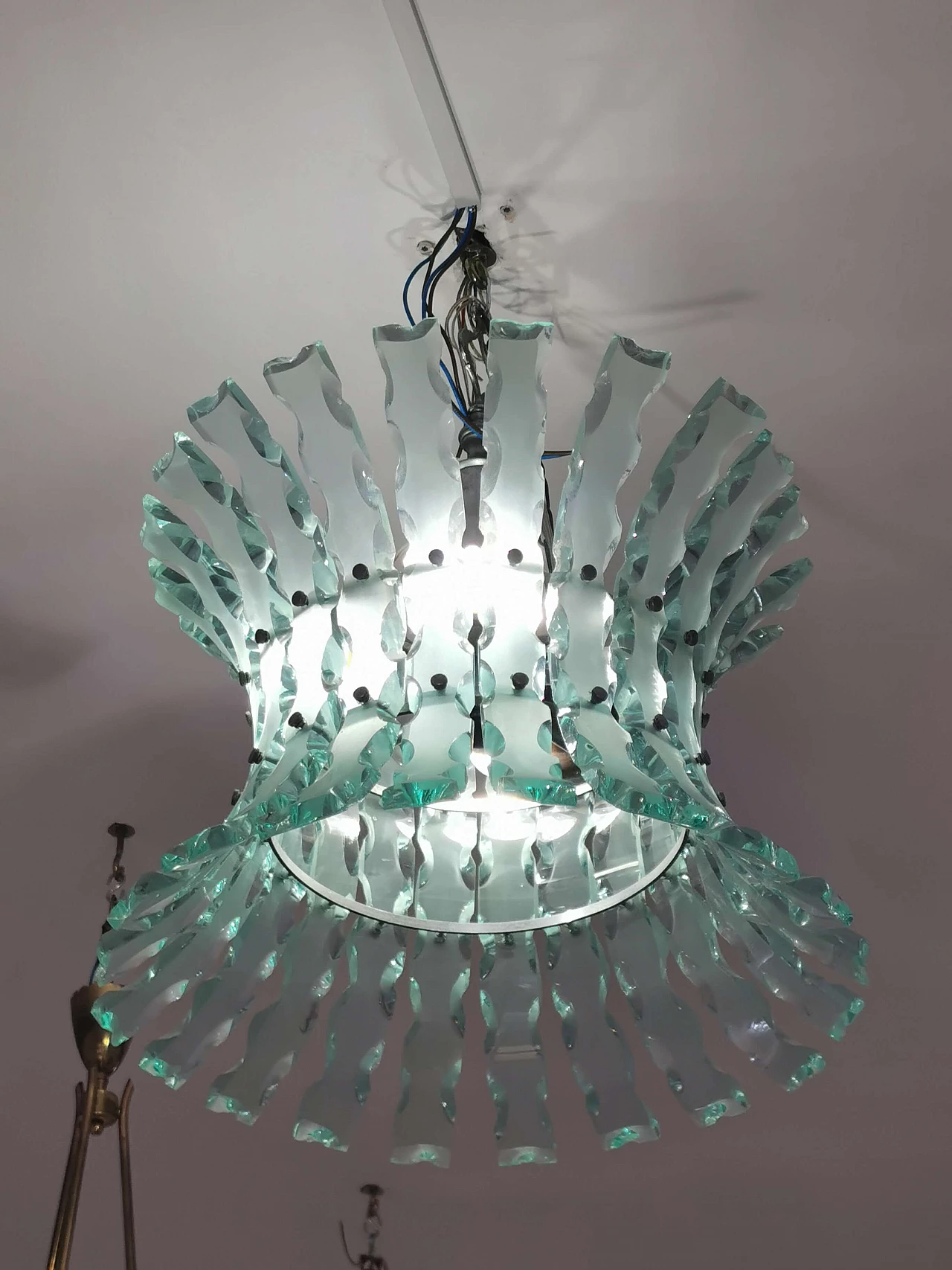 Chiseled Glass Chandelier by Zeroquattro for Fontana Arte, 1960s 1075597