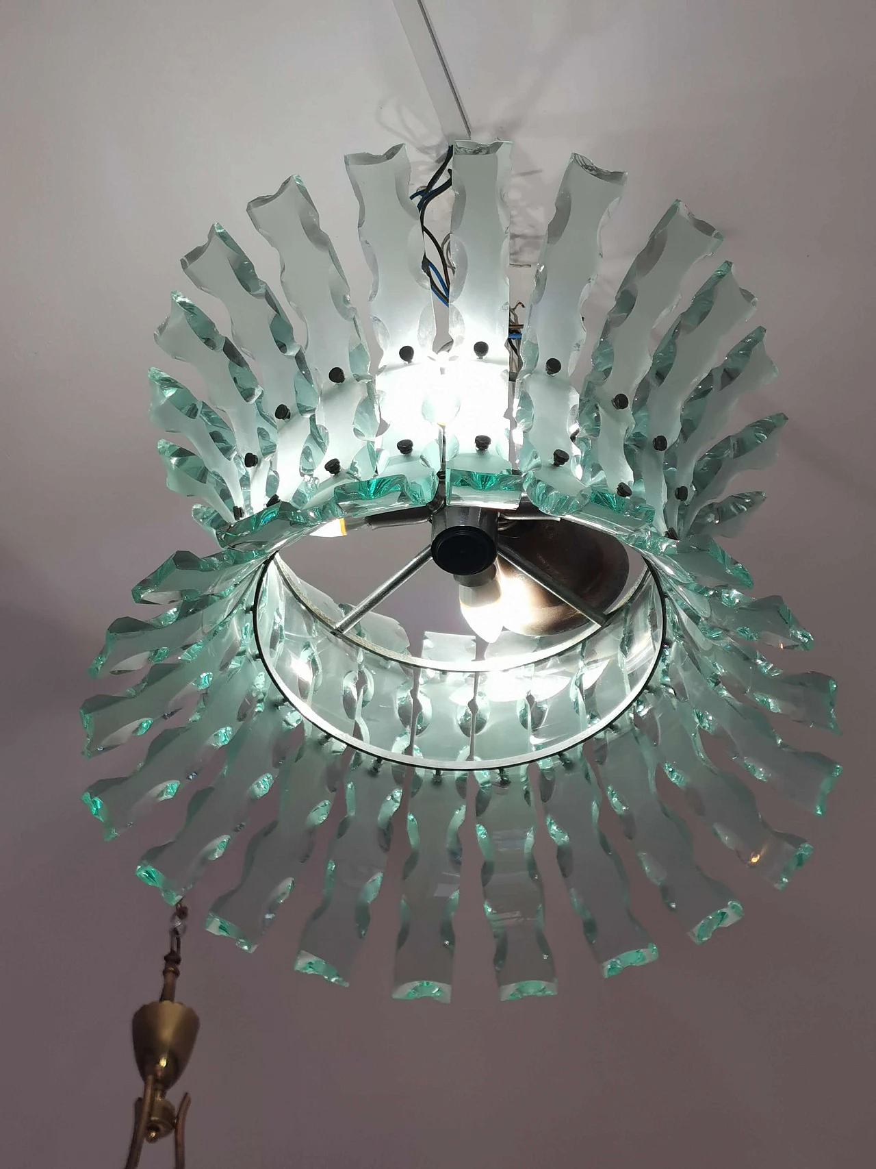 Chiseled Glass Chandelier by Zeroquattro for Fontana Arte, 1960s 1075598