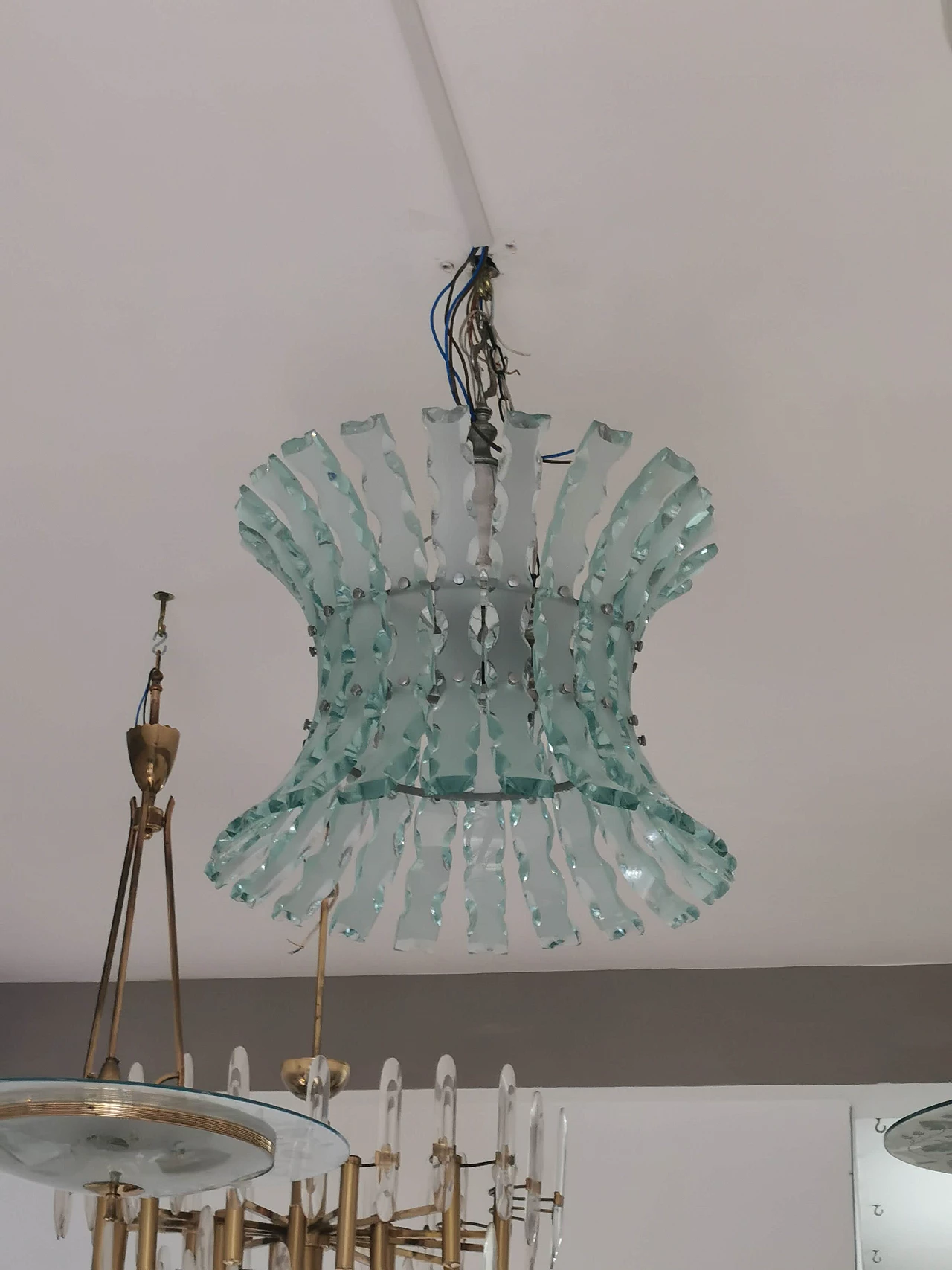 Chiseled Glass Chandelier by Zeroquattro for Fontana Arte, 1960s 1075602