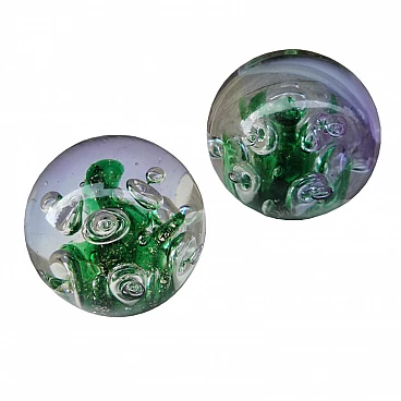 Pair of paperweights in Murano glass, '70s