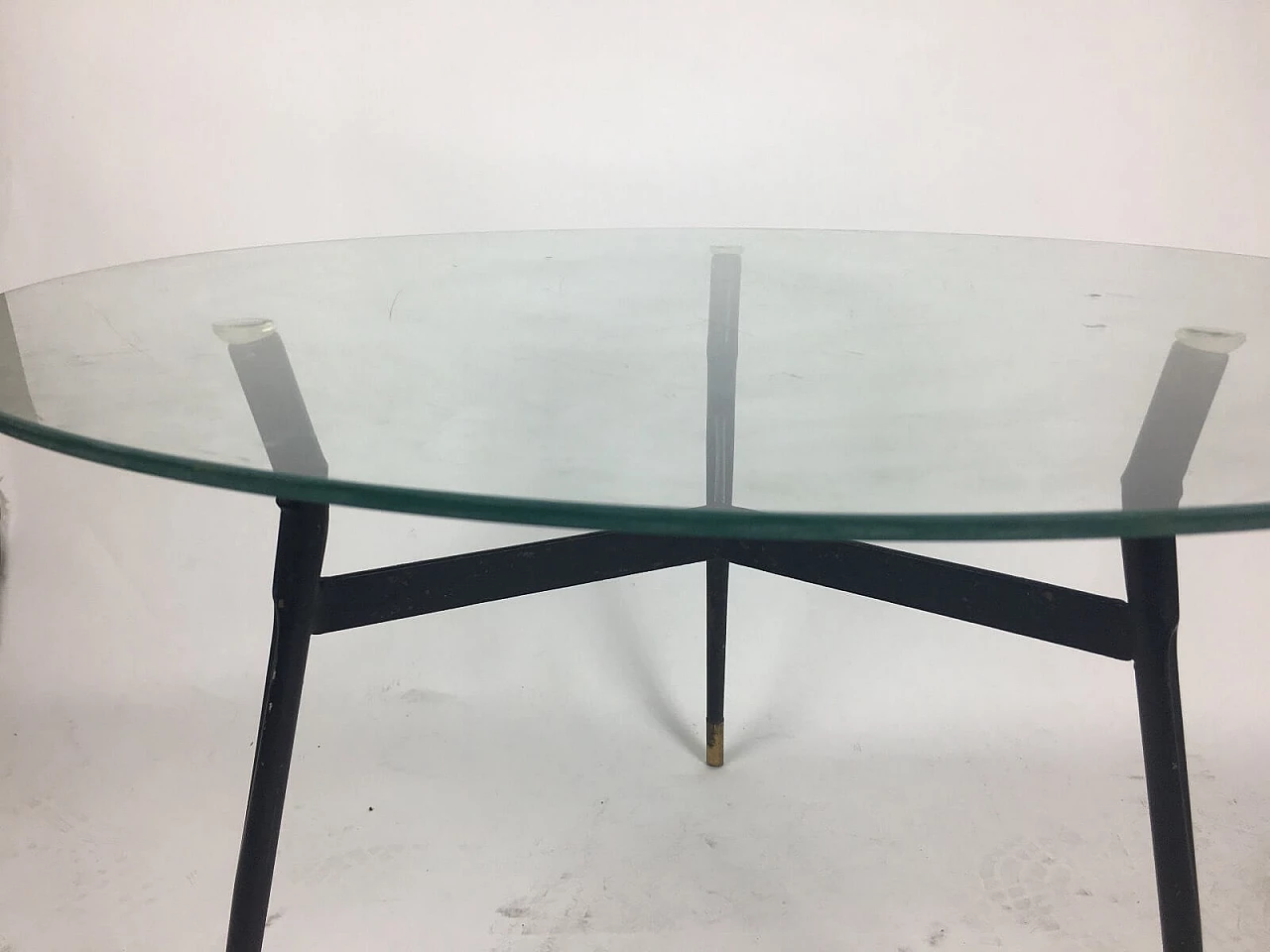 Tavolino Mid-century in vetro e  ferro, anni '50 5