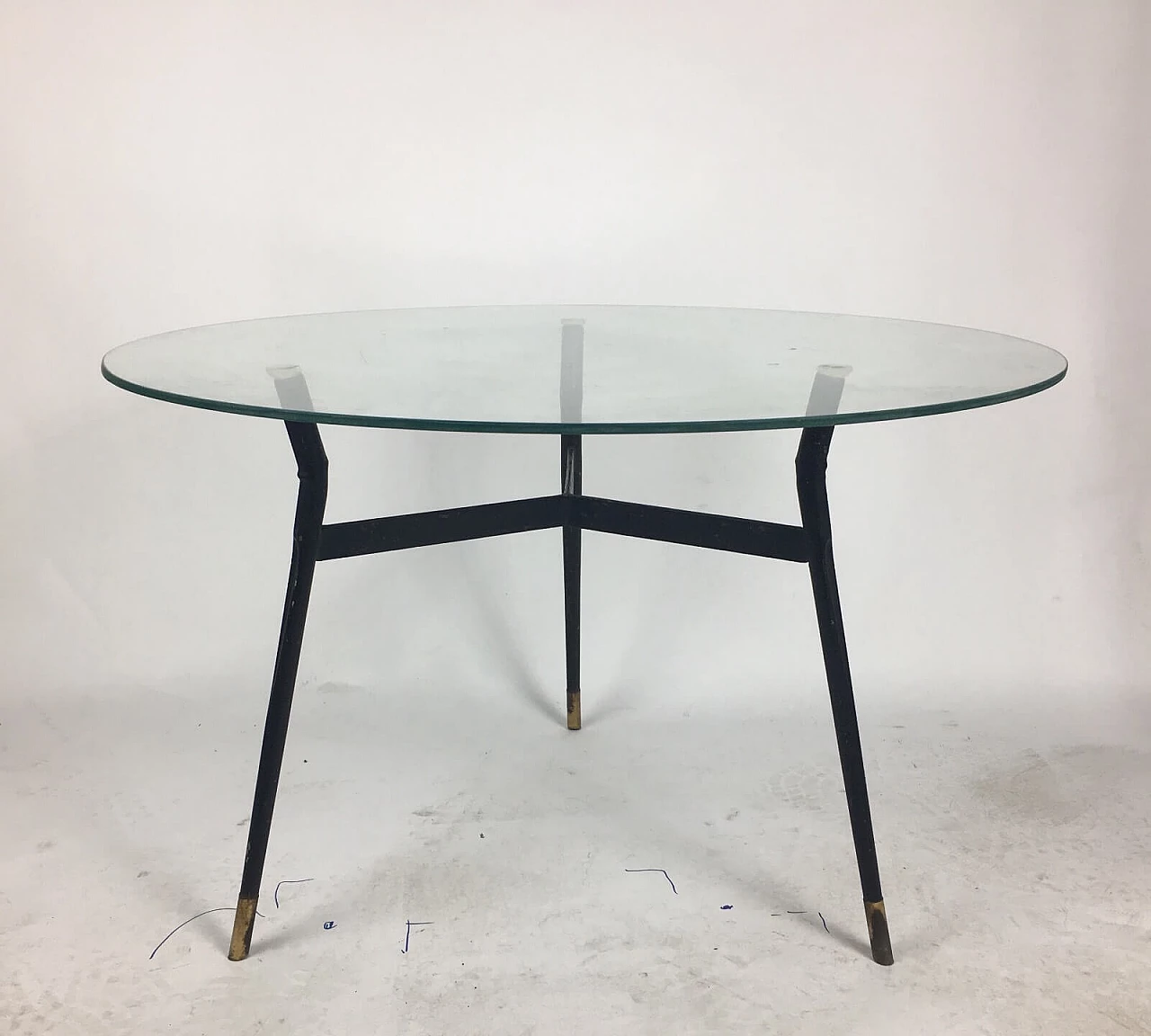 Tavolino Mid-century in vetro e  ferro, anni '50 7