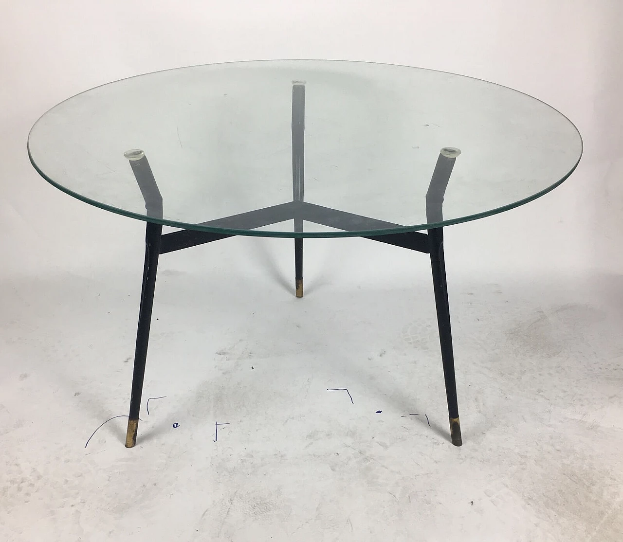 Tavolino Mid-century in vetro e  ferro, anni '50 6