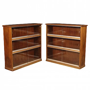 Pair of Italian walnut bookcases
