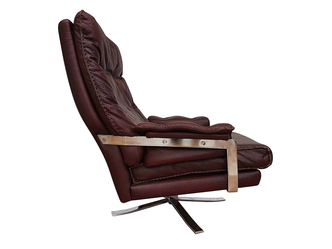 Swedish loungechair by Arne Norell, leather and chrome steel,  70s 1075784