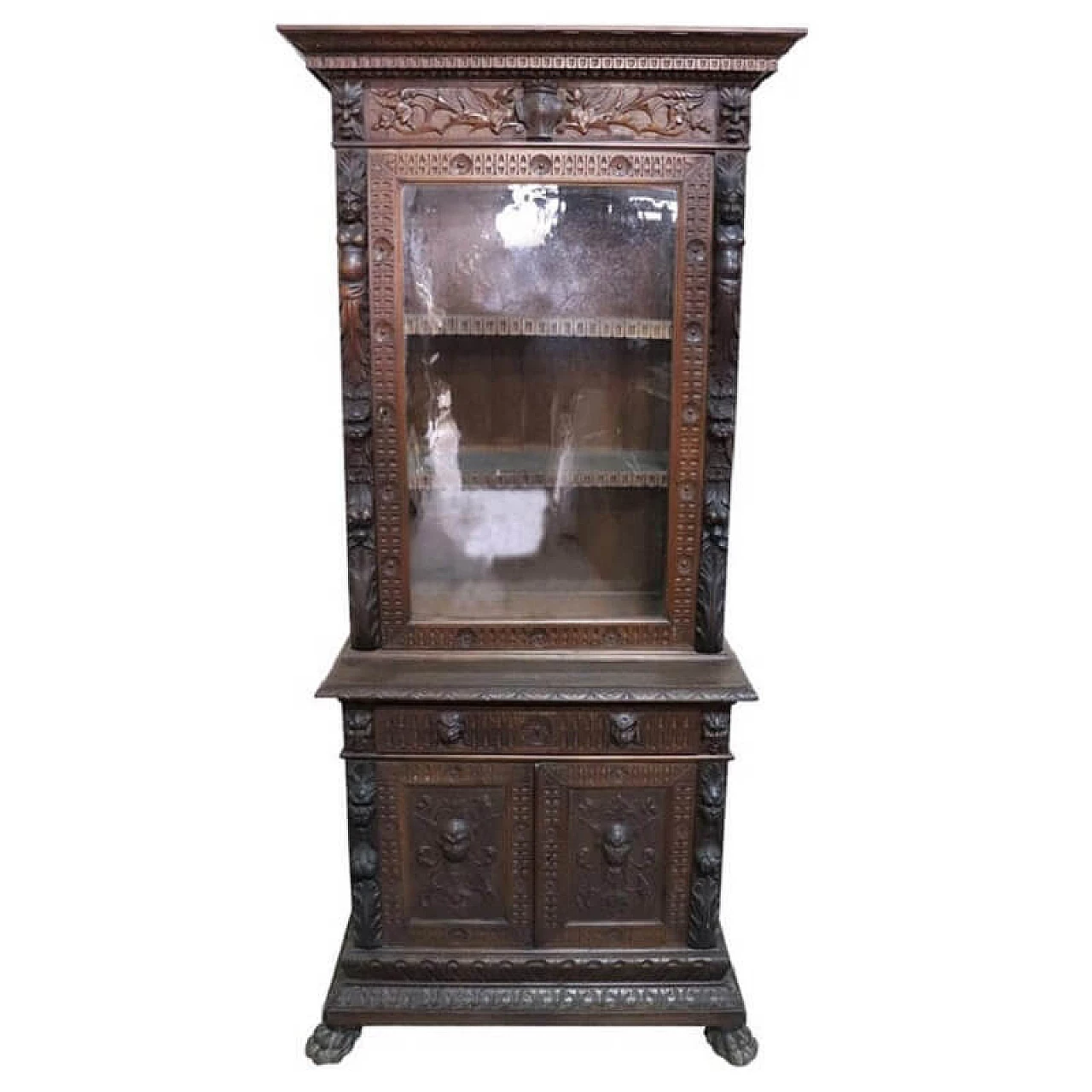 Libreria in noce scolpito Stile Rinascimento, sec fine XIX 1075887