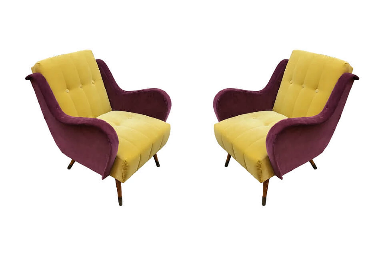 Pair of Italian armchairs two-tone '50s 1