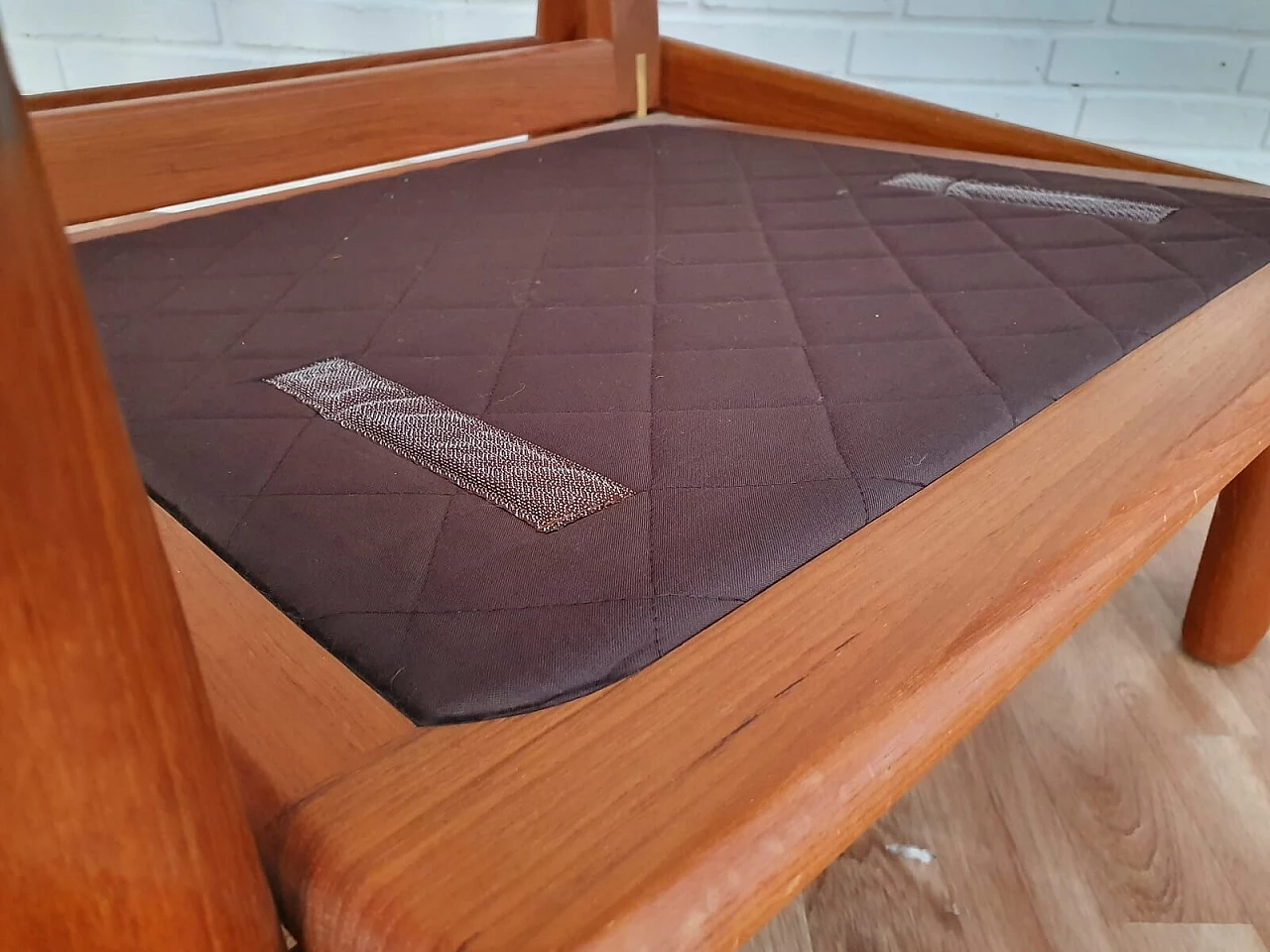 Poltrona regolabile danese, HS Design, pelle e teak, anni '80 1076360