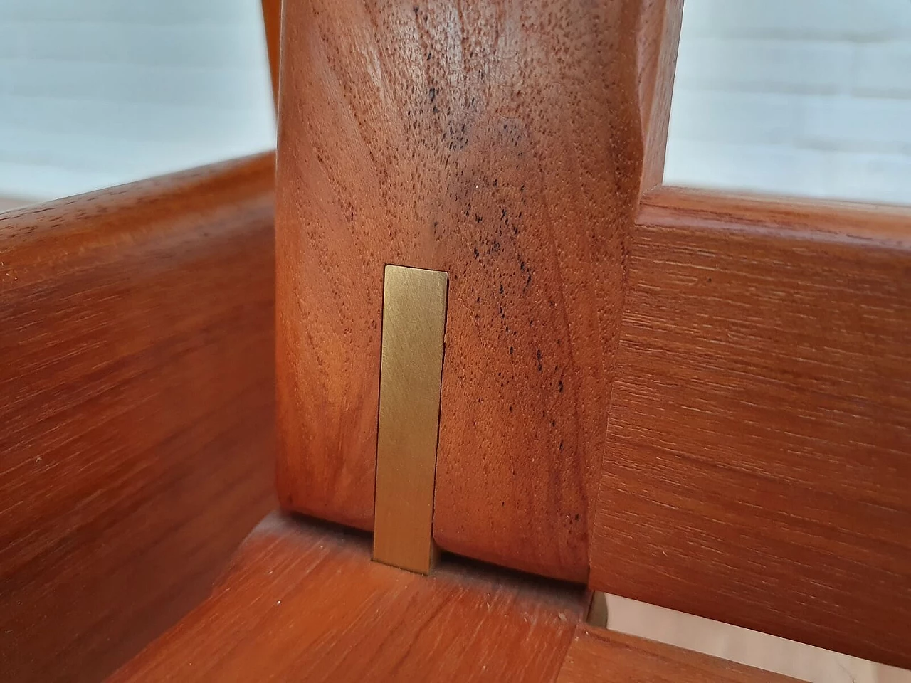 Poltrona regolabile danese, HS Design, pelle e teak, anni '80 1076361