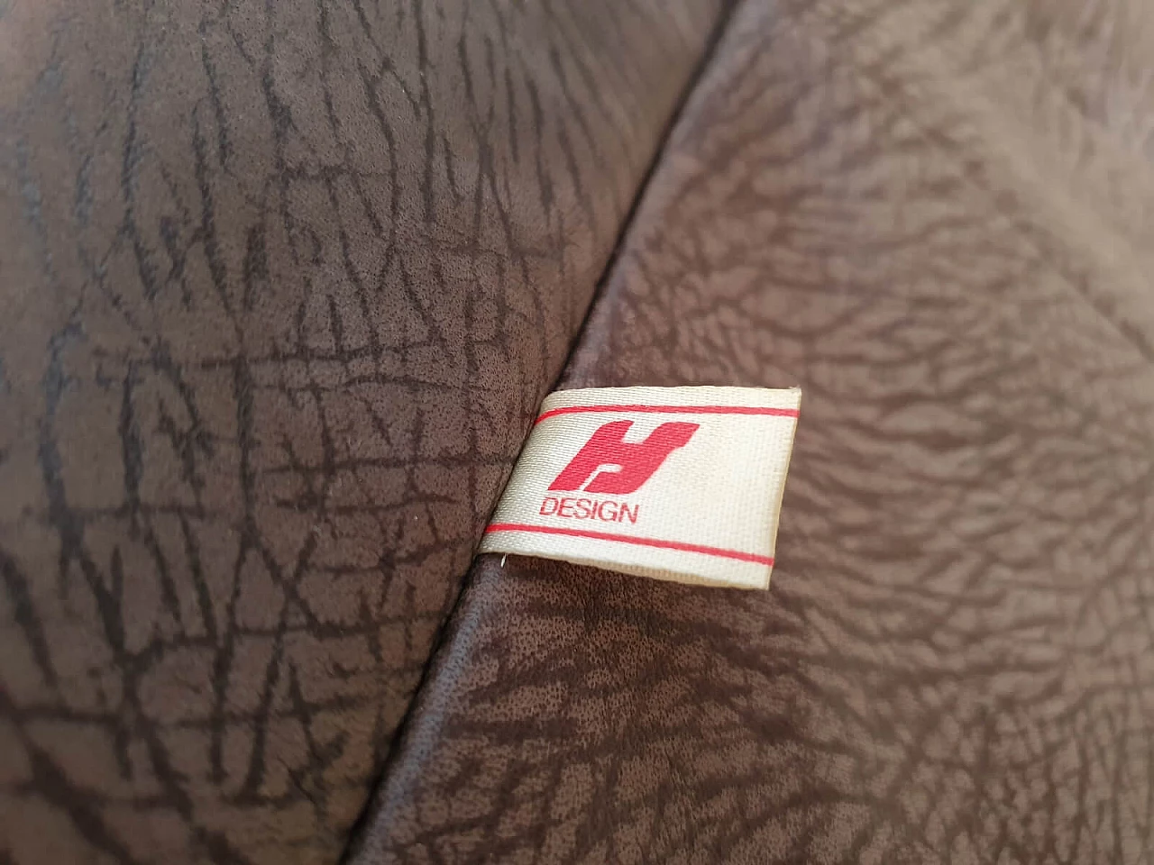 Poltrona regolabile danese, HS Design, pelle e teak, anni '80 1076362