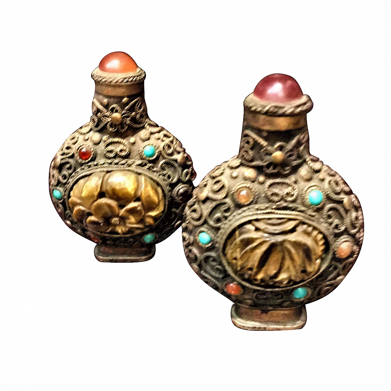 Snuff turchi con pietre dure e decorazioni, metà '800 1076421