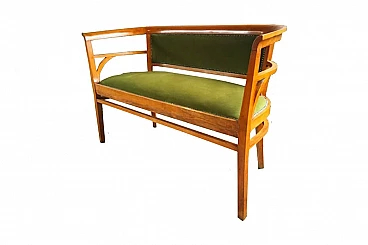 Green velvet and beech sofa ArtDeco, 1920 / 1930