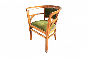 ArtDeco green velvet and beech armchair, 1920 / 1930