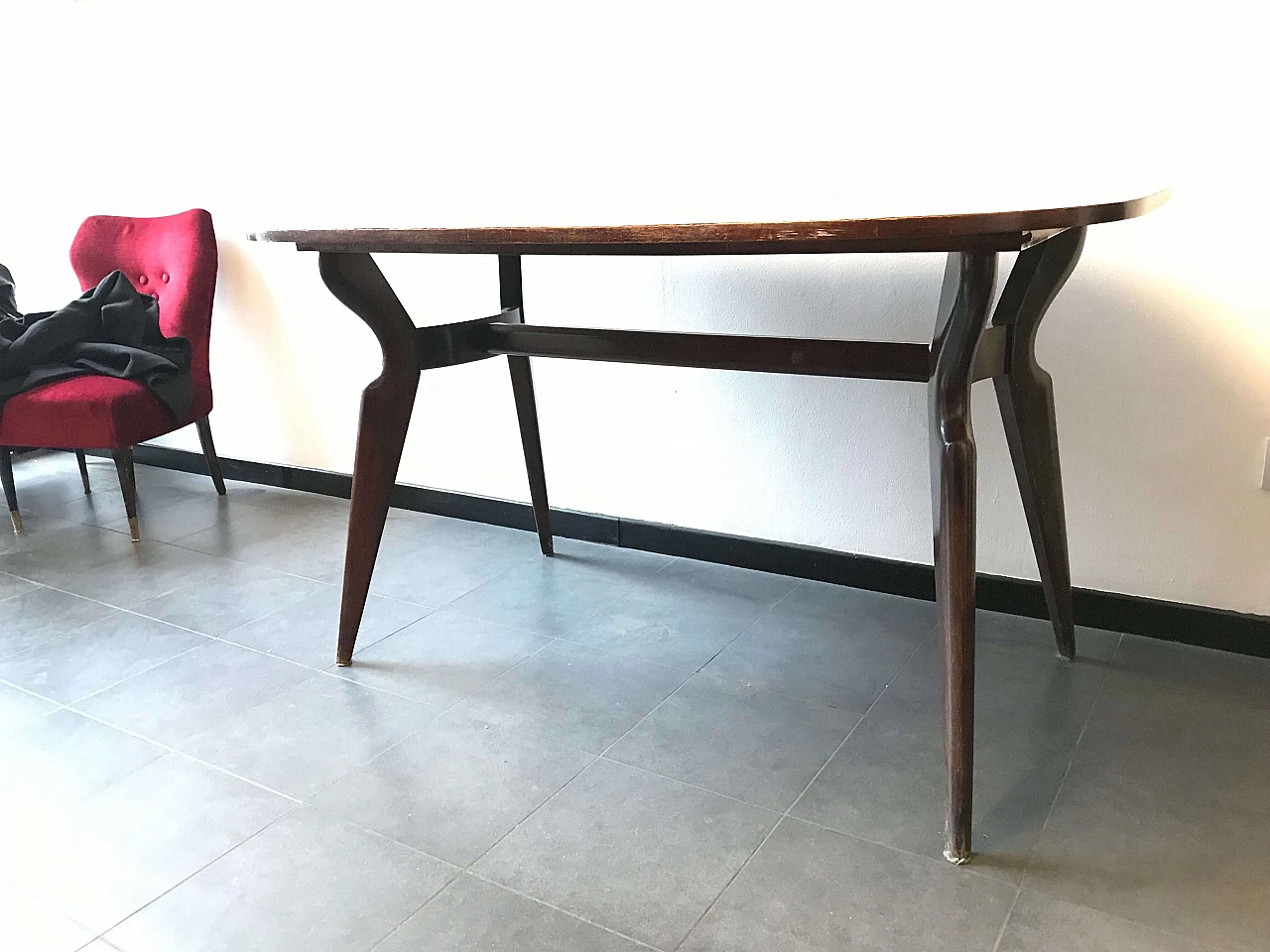 Tavolo in legno con piano in laminato, anni '50 1076475