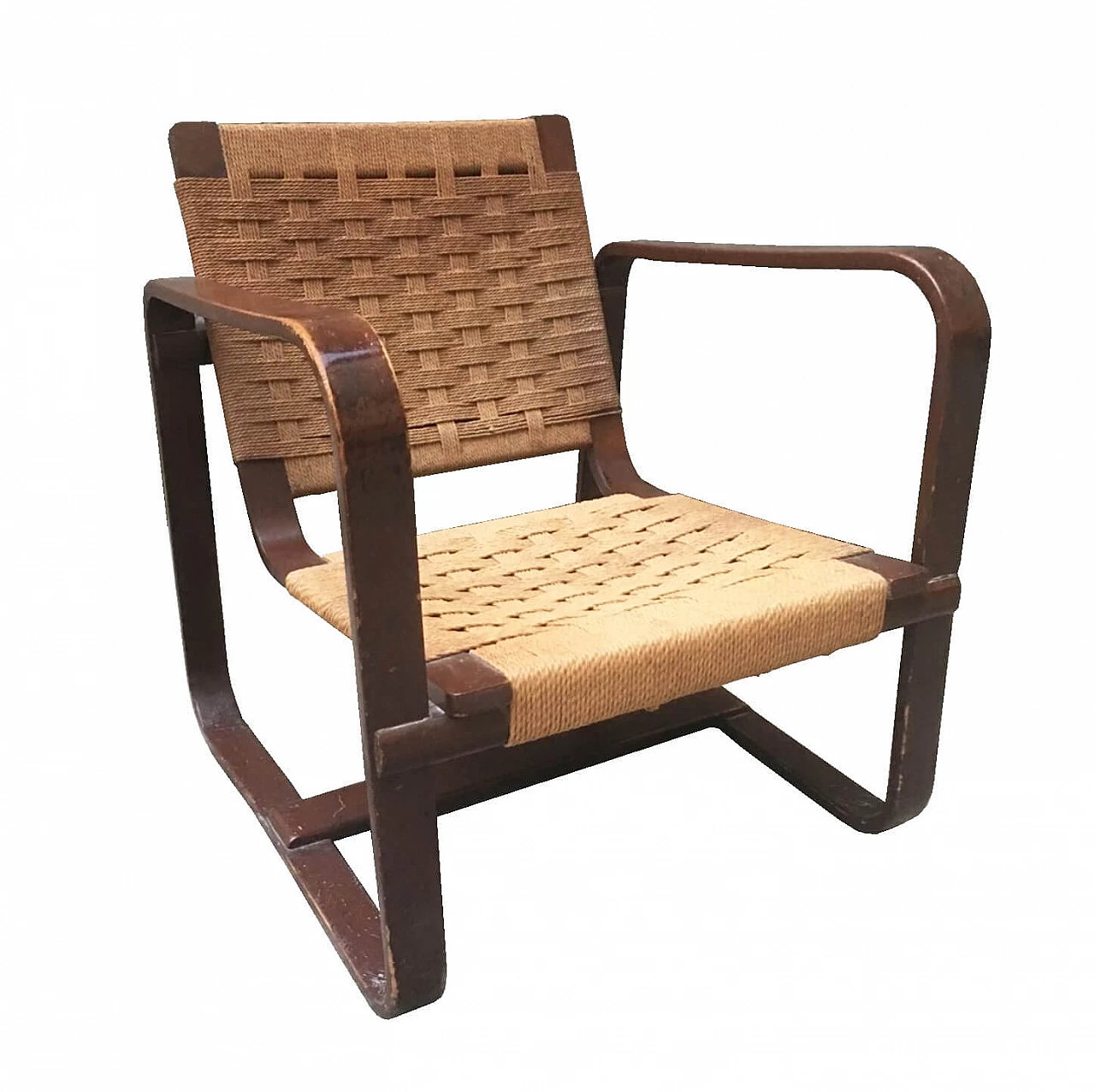 Bocconi armchair, in wood and wicker, by Giuseppe Pagano Pogatschnig & Gino Maggioni, 1940s 1076485