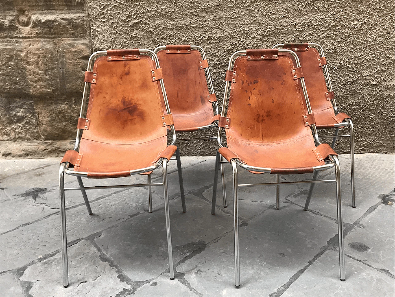 Set di 4 sedie "Les Arcs" by Charlotte Perriand, anni '60 3